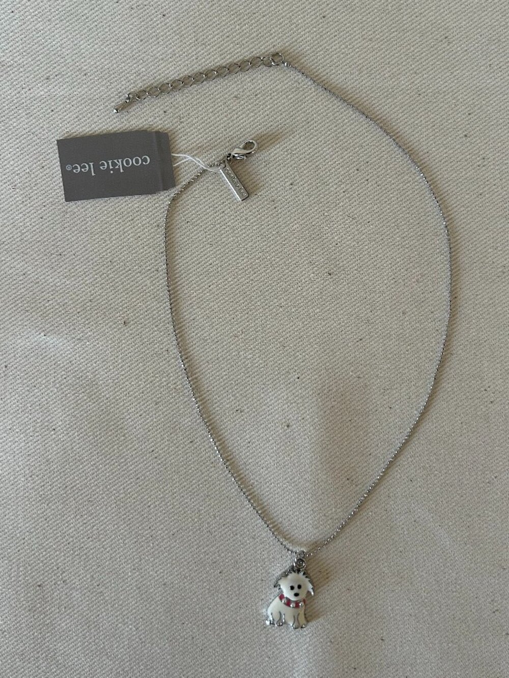 Cookie Lee White Dog Pendant Necklace